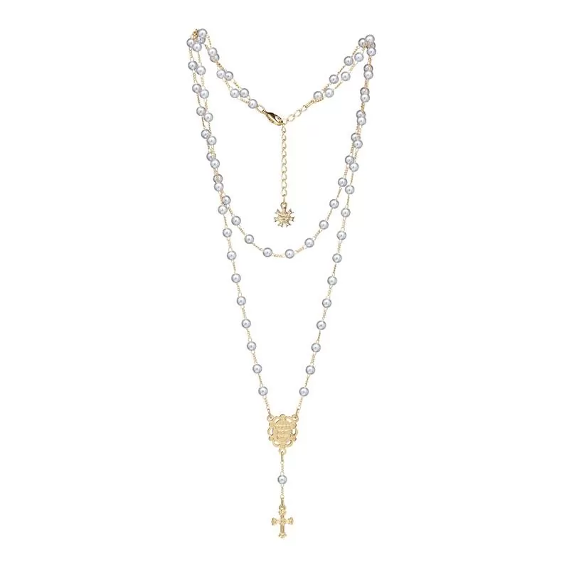 COLAR PÉROLA DOURADO ( DUAS VOLTAS) N. SR. APARECIDA