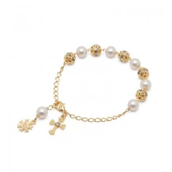 PULSEIRA DEZENA PÉROLA STRAS DOURADA (VIDRINHO)