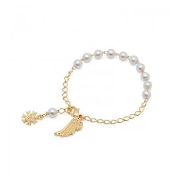 PULSEIRA DEZENA PÉROLA STRAS DOURADA ANJO (VIDRINHO)